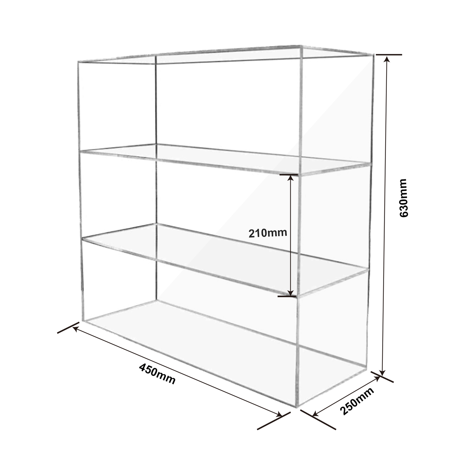 3 Tier Clean Acrylic Rack for multipurpose (45x25x63cm)