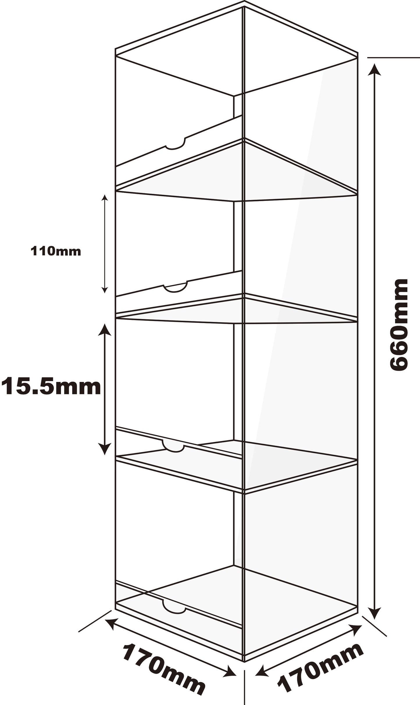 4 Tier Clean Acrylic Rack for Cable & Charger (17x17x66cm)