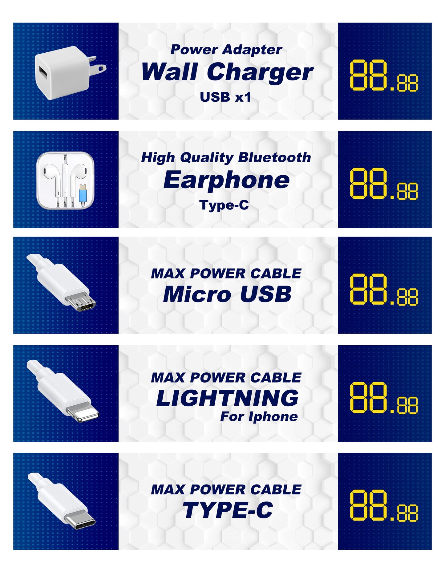 4 Tier Clean Acrylic Rack for Max Power Cable & Charger with Sticker (21x22x65cm)