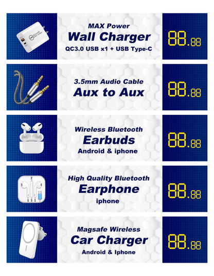 4 Tier Clean Acrylic Rack for Max Power Cable & Charger with Sticker (21x22x65cm)