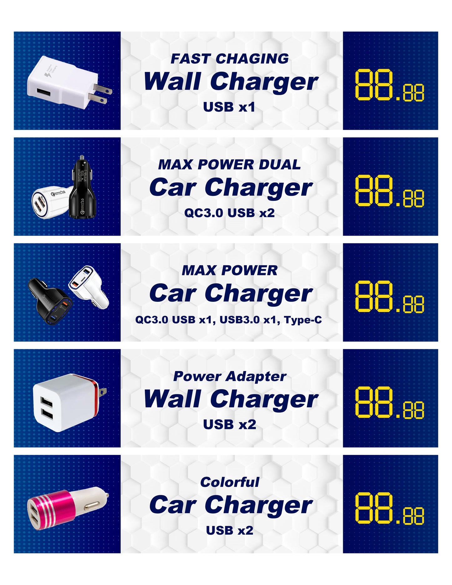 4 Tier Clean Acrylic Rack for Max Power Cable & Charger with Sticker (21x22x65cm)