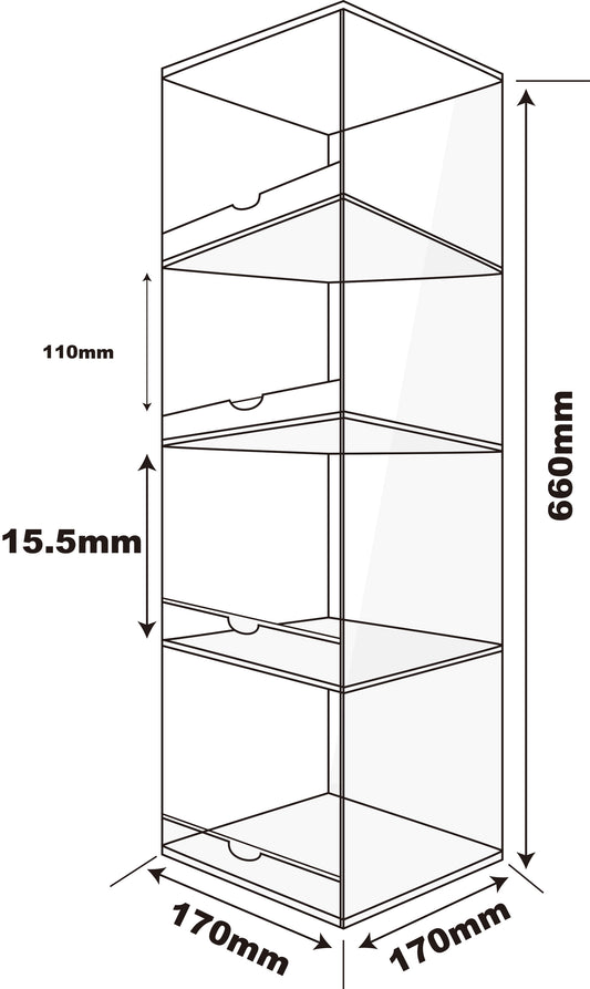 4 Tier Clean Acrylic Rack for  Cable & Charger  (17x17x66cm)