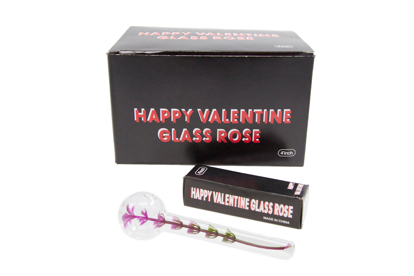 Happy Valentine Glass Rose - 8inch Ace Trading Canada
