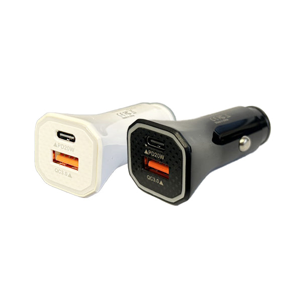 OS)Max Power - 40W 2-Port Type-C(PD) TYPE-A(QC3.0) Car Charger