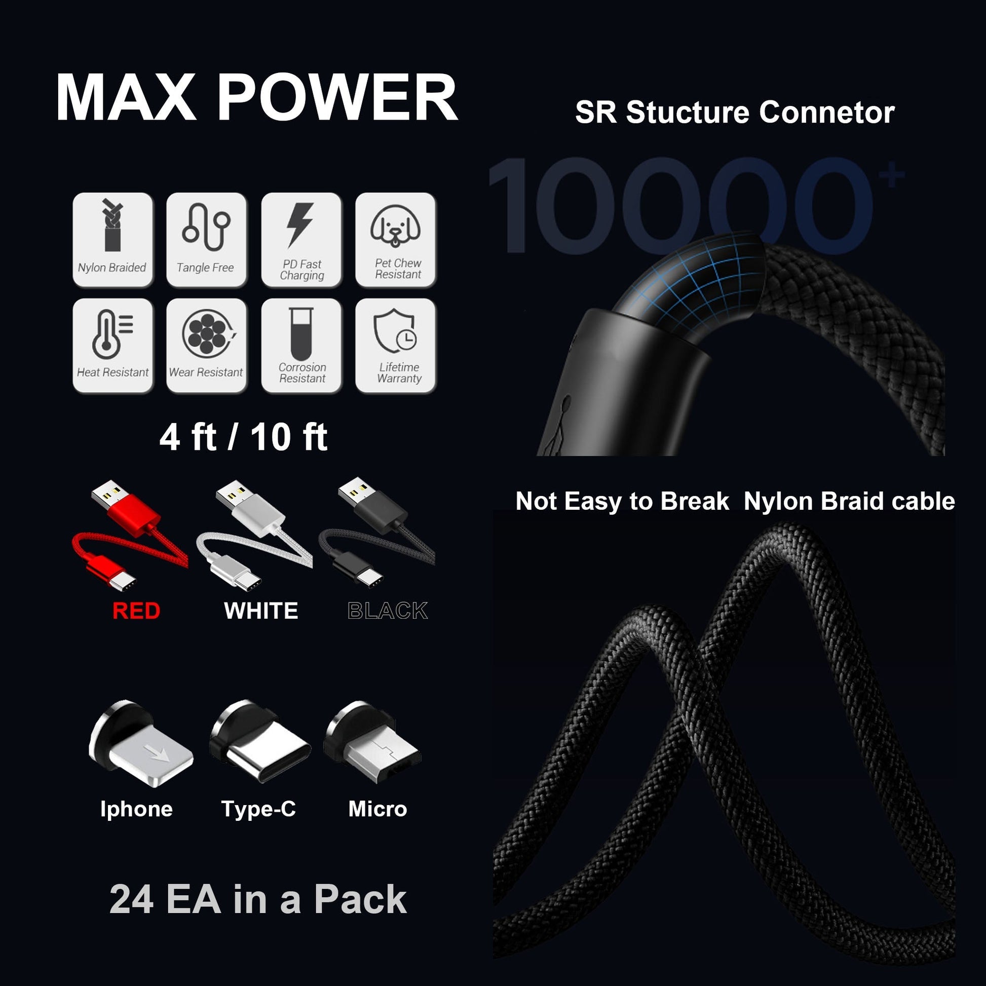 Max Power 1.2M iPhone Cables Ace Trading Canada