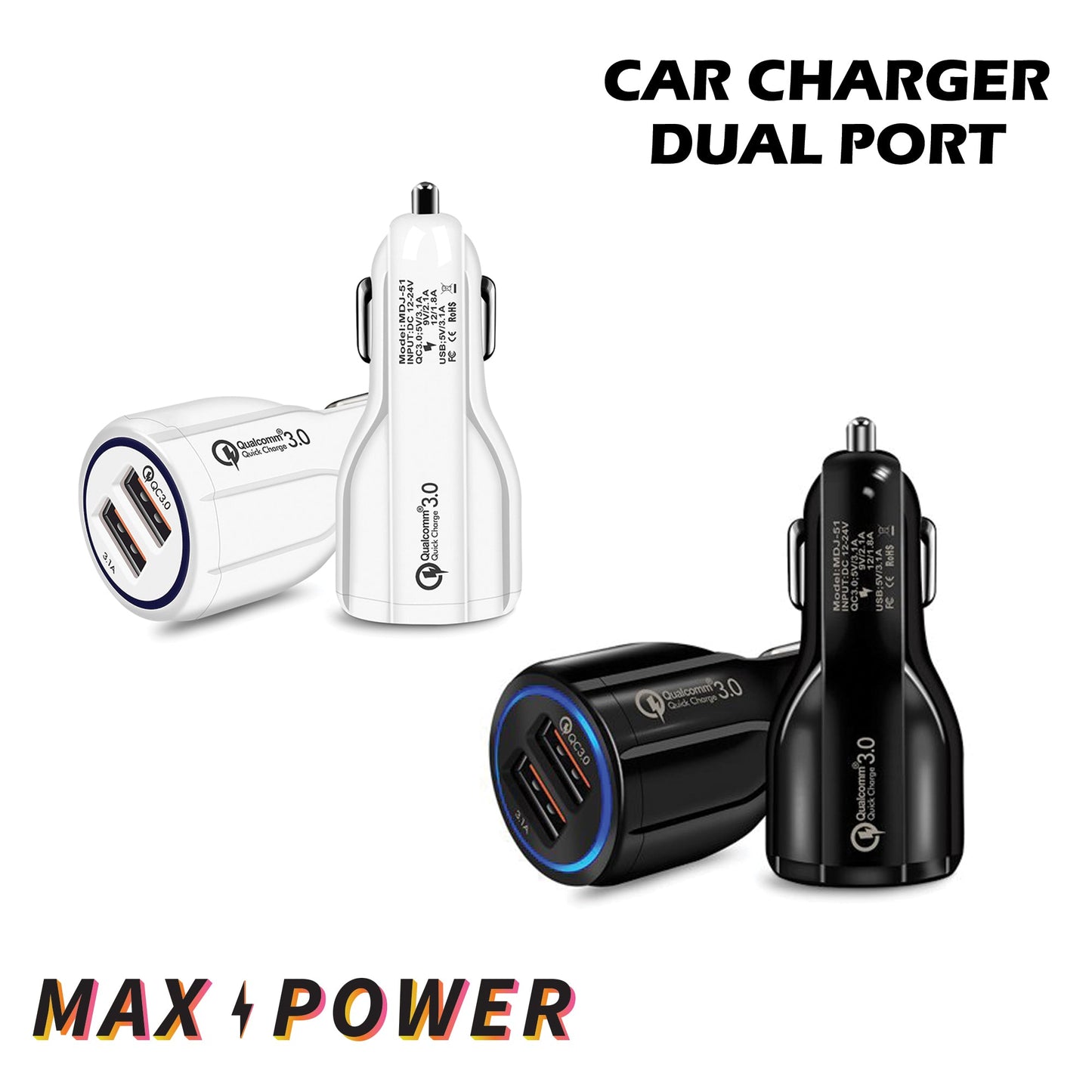 Max Power - Car Charger Dual Port Ace Trading Canada
