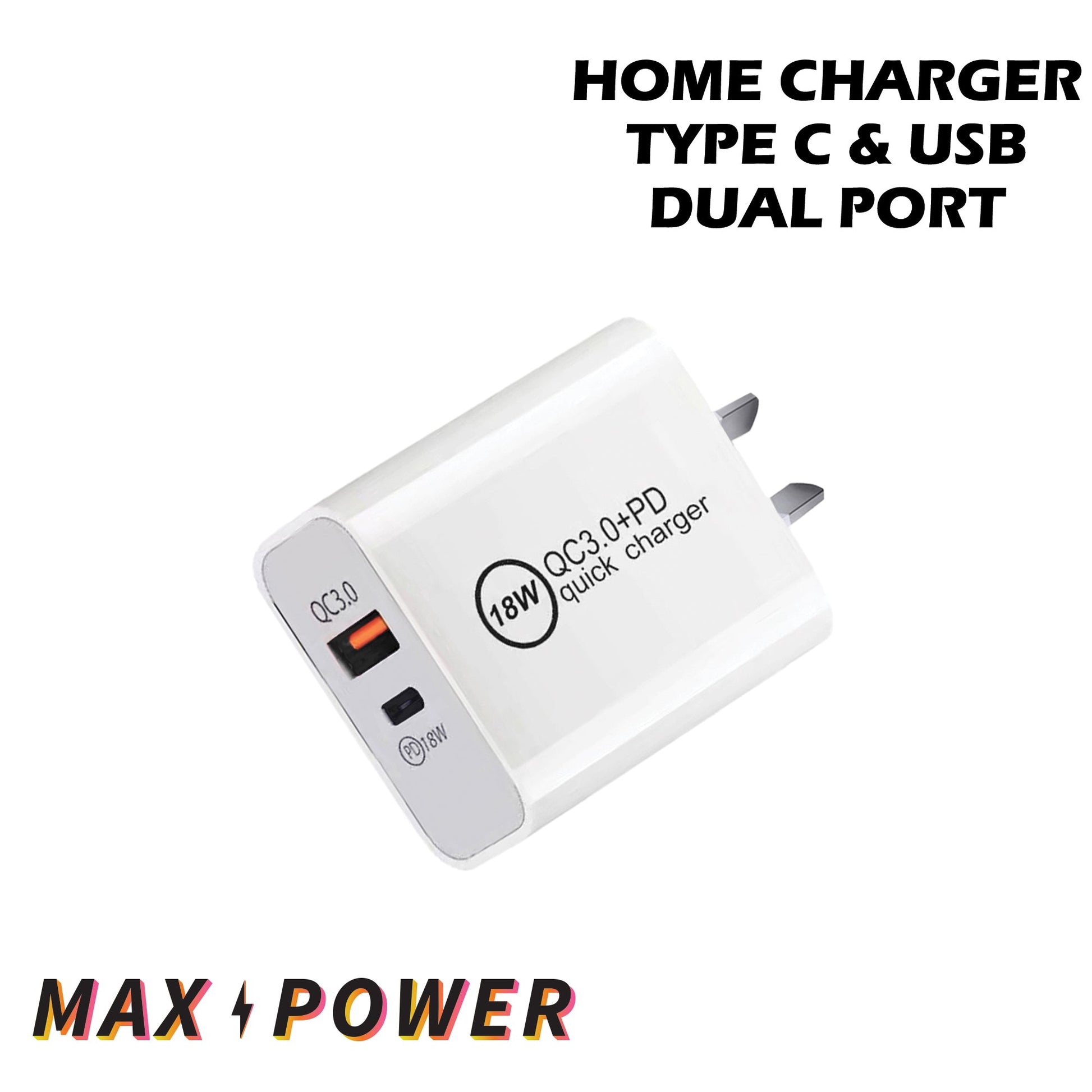 Max Power - Home Charger Type C & USB Dual Port Ace Trading Canada