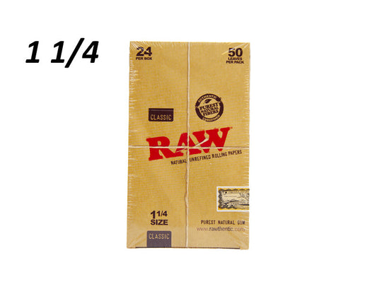 Raw classic natural unrefined rolling papers 1 1/4size Ace Trading Canada